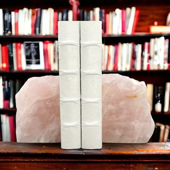 Rose Quartz Bookends Natural Characteristics Crystal Decor Pink Bookshelf (GB) - Picture 5 of 10
